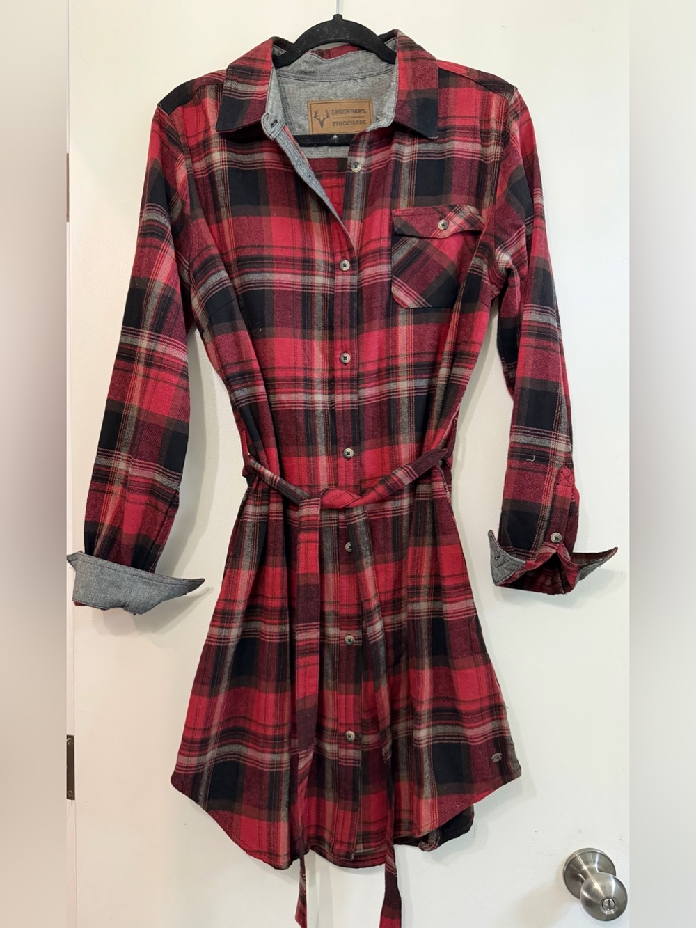 Legendary Whitetails Red and Black Plaid Long Sleeve Shirt Dress